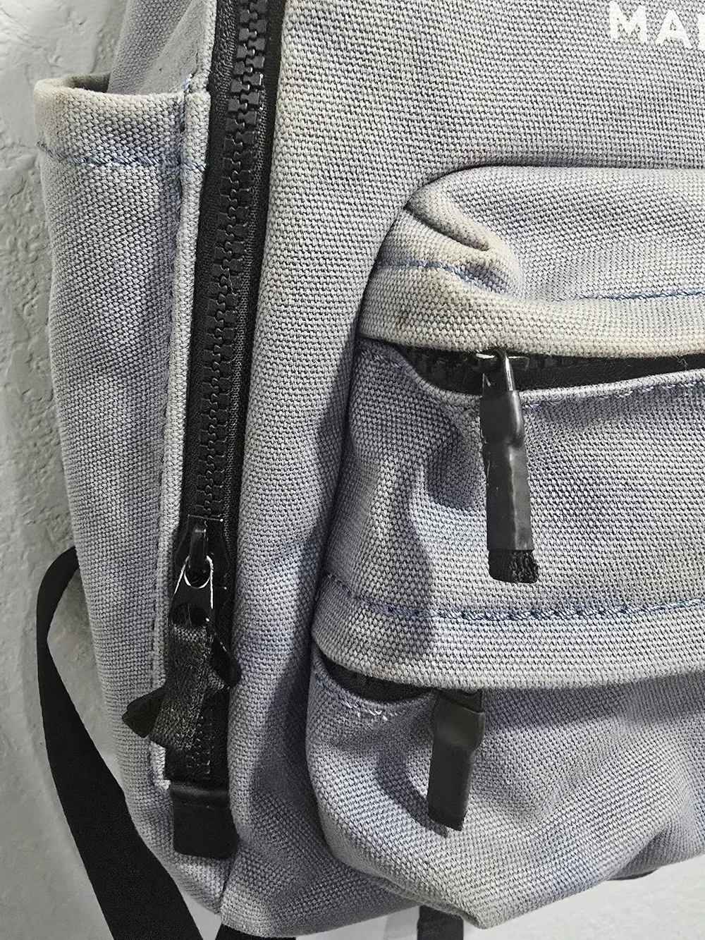 Marc Jacobs The Backpack Blue Denim Canvas Backpack Logo Zip Bookbag Travel